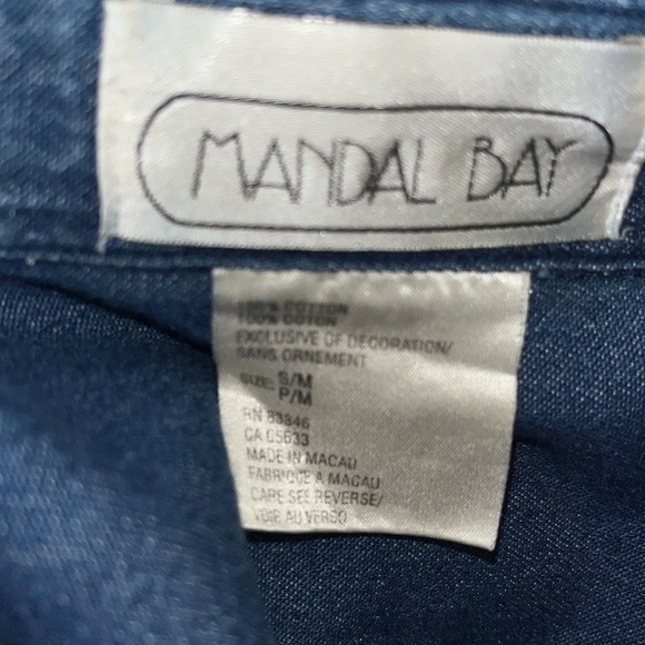 Vintage 90s Y2K Mandal Bay Embroidered Picnic Theme Button Shirt~Watermelon+ - Picture 7 of 7